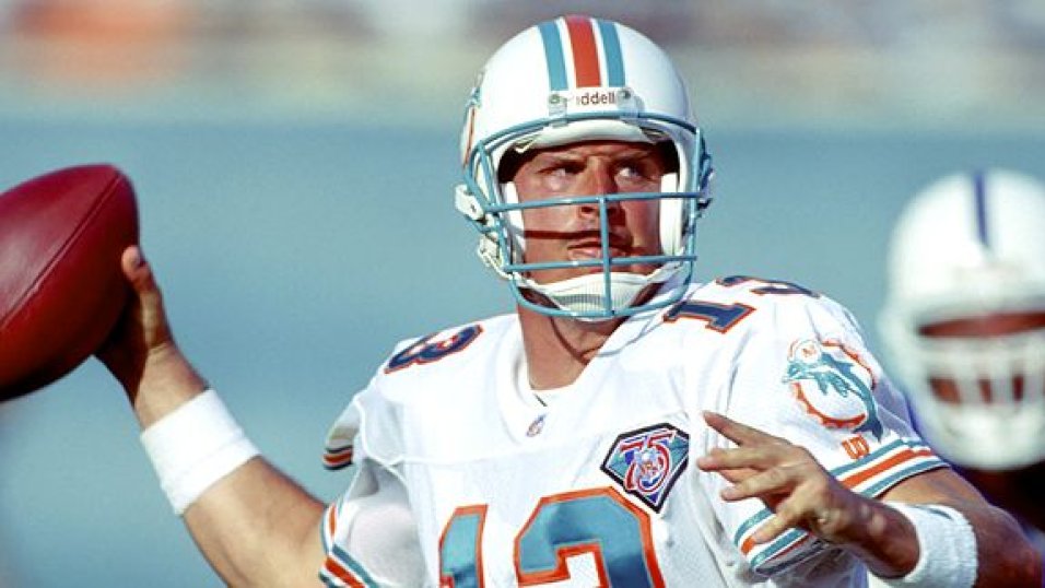 Dan Marino. QB, 13, Miami Dolphins. Greatest statistical passer ever.