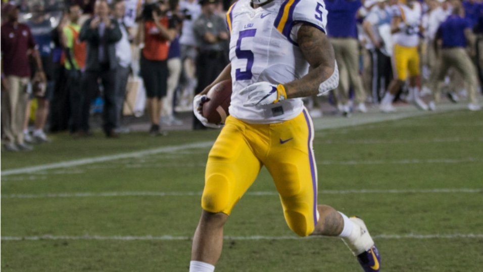 LSU running back Derrius Guice is one of the Patriots' top draft