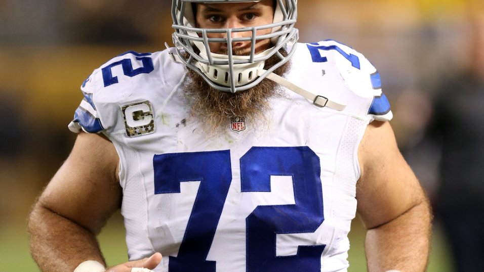 Dallas Cowboys center Travis Frederick (72) looks on during an