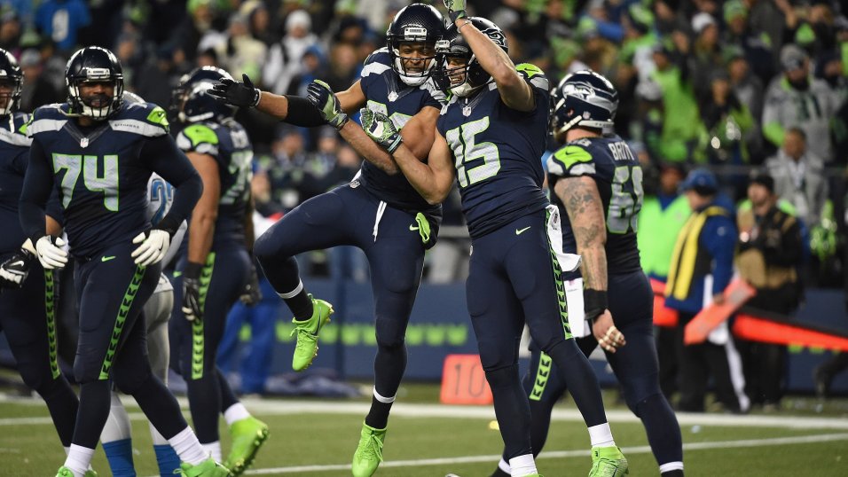 Seattle Seahawks wide receiver Jermaine Kearse (15) is upended by