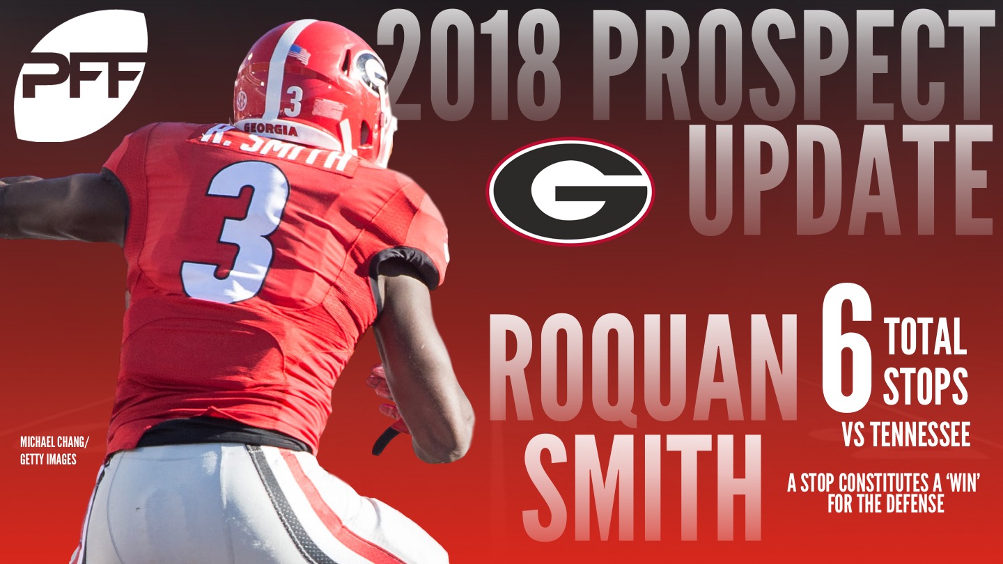 PFF Draft Watch: Georgia LB Roquan Smith impresses against Tennessee, NFL  Draft