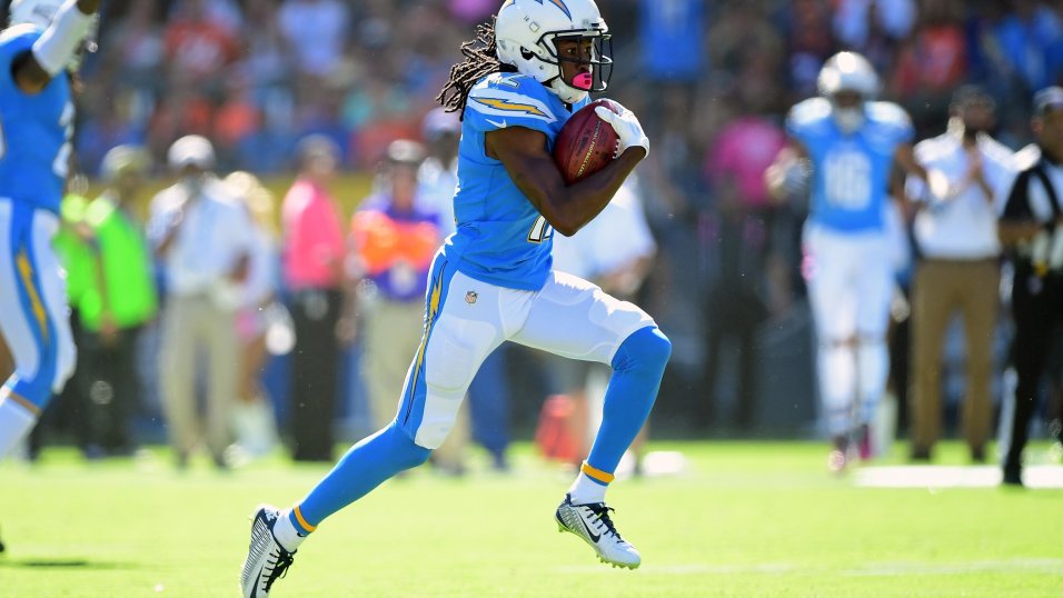 Los Angeles Chargers Travis Benjamin runs in for a touchdown