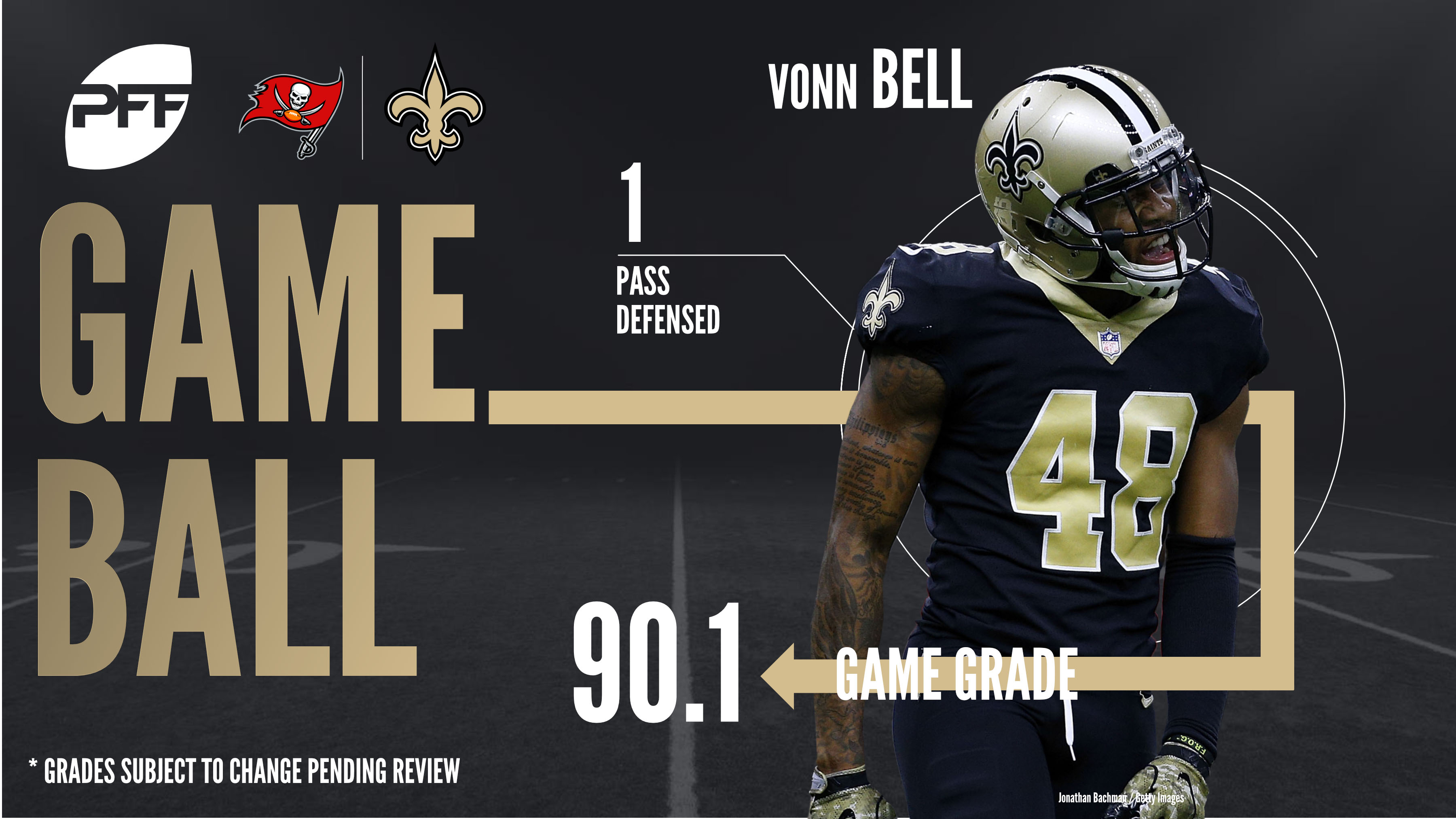 New Orleans Saints S Vonn Bell game ball