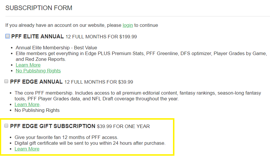 Give the gift of football with Pro Football Focus' gift