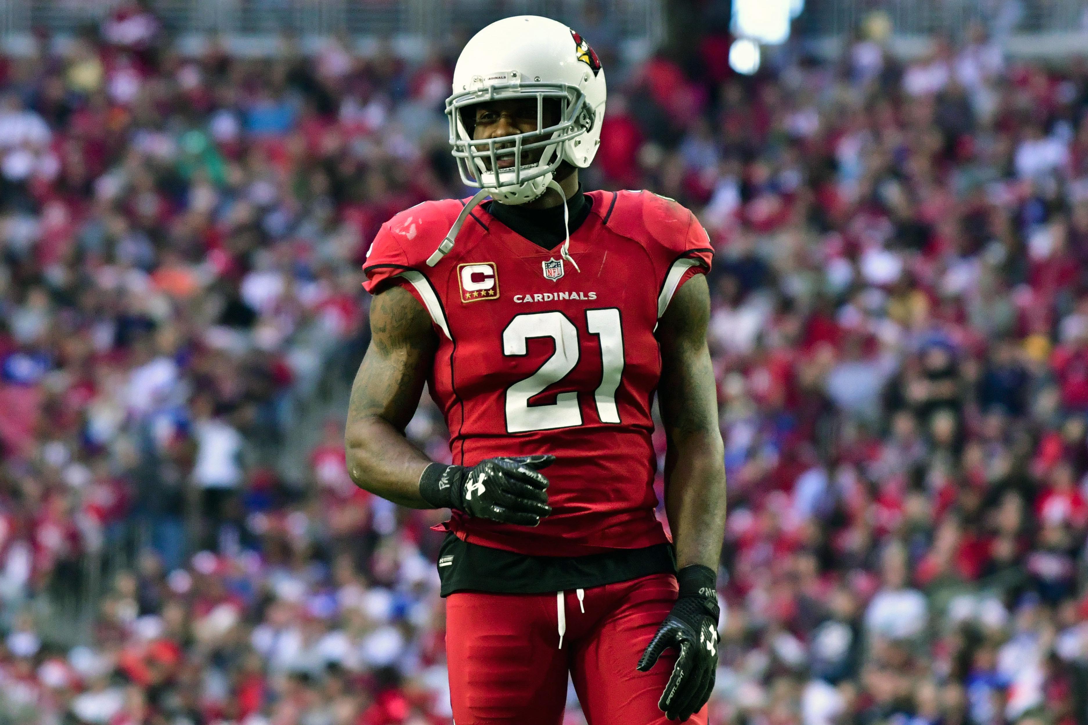 Arizona Cardinals cornerback Patrick Peterson (21) heads back to the tunnel  following warm ups before the start of an NFL football game against the  Carolina Panthers Sunday, Oct. 4, 2020, in Charlotte