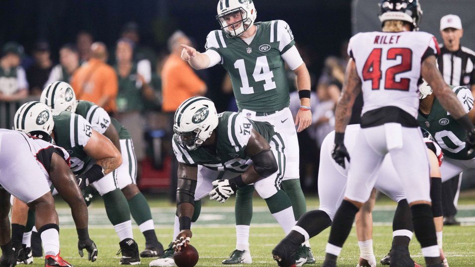 October 8, 2018 - East Rutherford, New Jersey, U.S. - New York Jets  quarterback Sam Darnold (14) during a NFL game between the Denver Broncos  and the New York Jets at MetLife