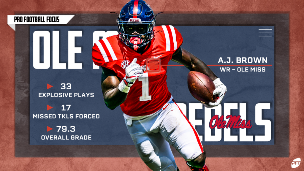 Ole Miss wide receiver A.J. Brown (1) carries the ball during the first  half of an NCAA football game. Saturday, November 10, 2018 in College  Station, Tex. (TFV Media via AP Stock Photo - Alamy