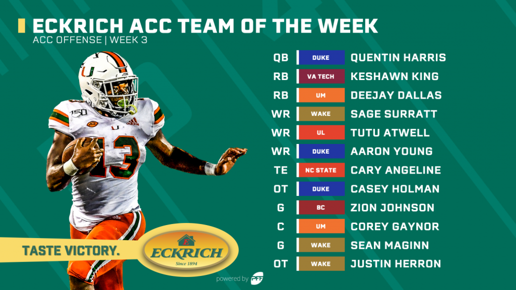 College Football Week 5: Eckrich ACC Team of the Week, NFL Draft