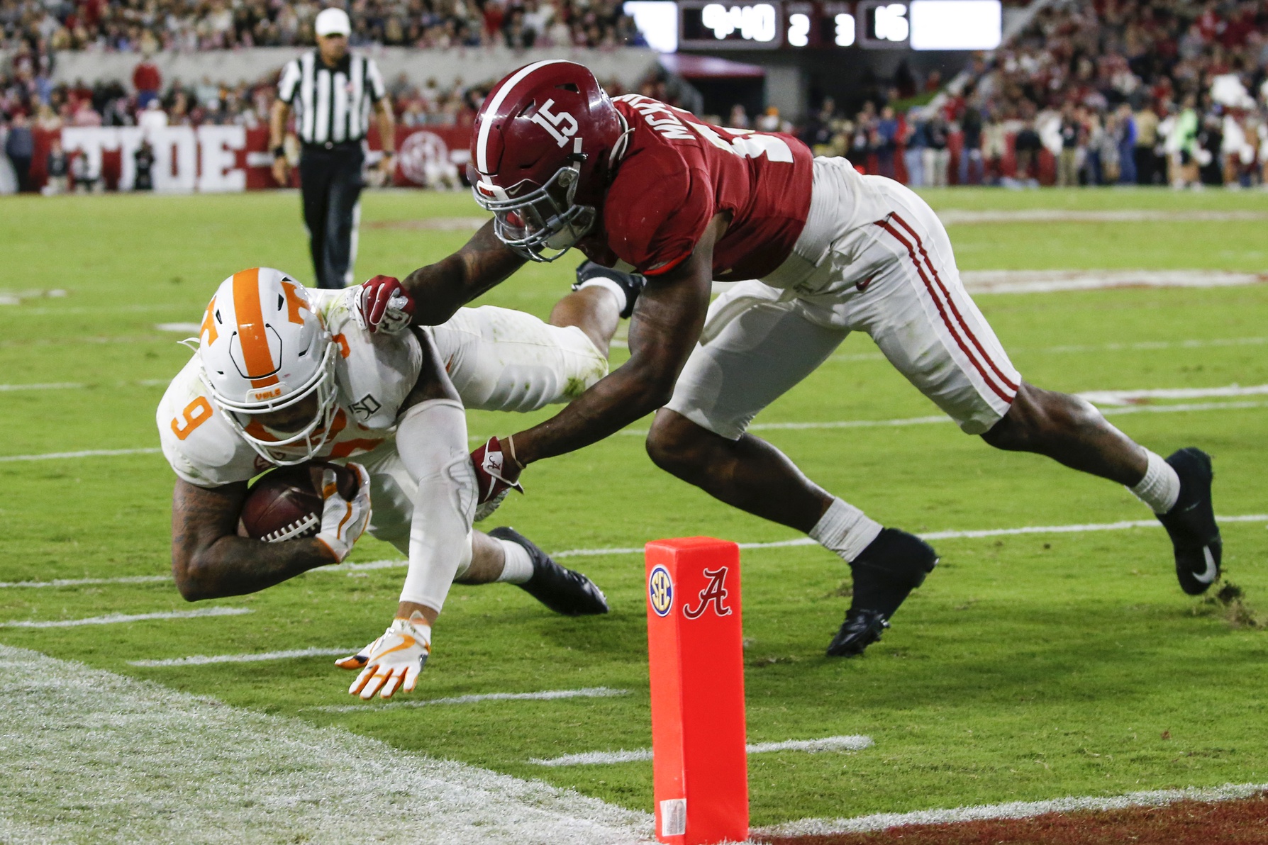 Xavier McKinney with huge pass breakup