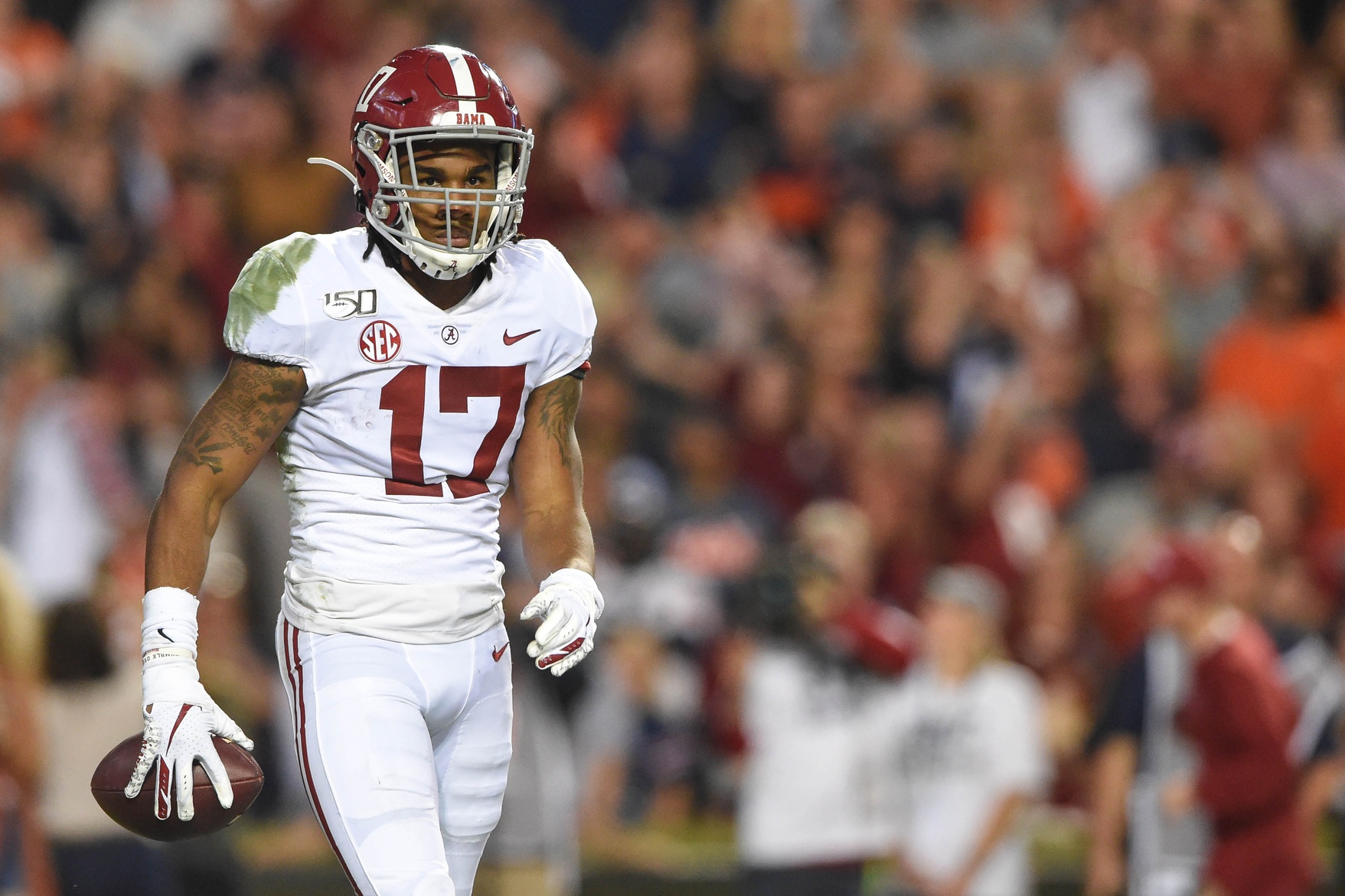 PFF's NFL mock draft has Alabama WR Jaylen Waddle falling to Cardinals