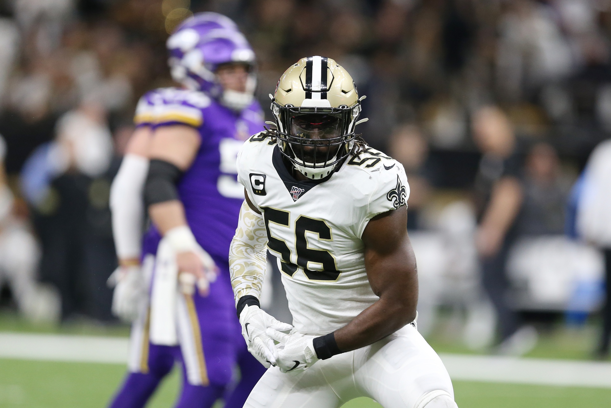 New Orleans, Louisiana, USA. 18th Dec, 2022. New Orleans Saints linebacker  Demario Davis runs of the field after playing the Atlanta Falcons in an NFL  game in New Orleans, Louisiana USA on