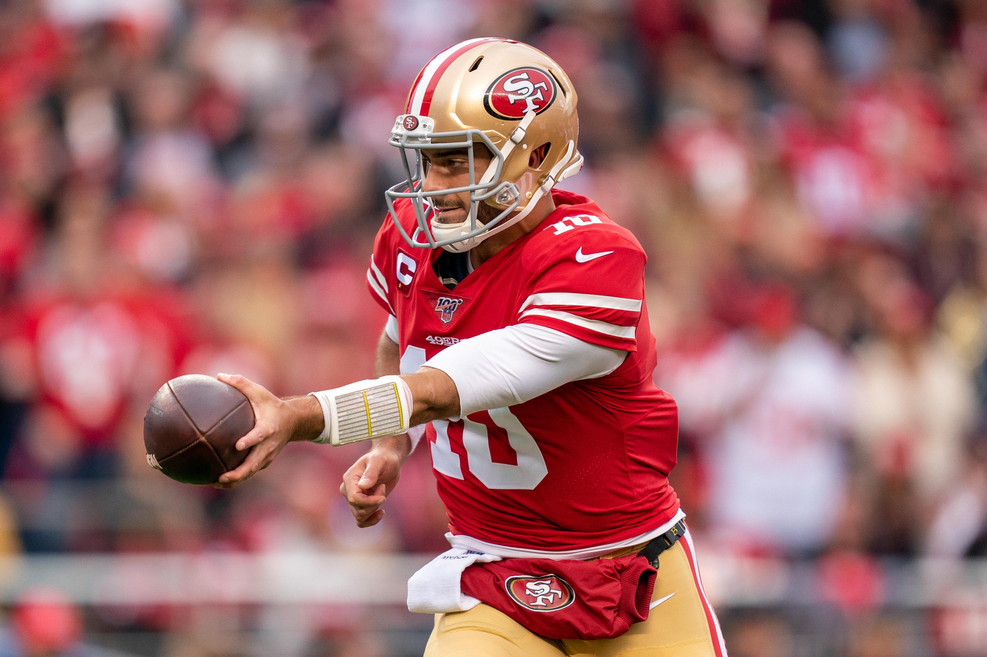 San Francisco 49ers wide receiver Richie James (13) avoids a tackle attempt  by Green Bay Packers wide receiver Allen Lazard (13) during the NFL  football NFC Championship game, Sunday, Jan. 19, 2020