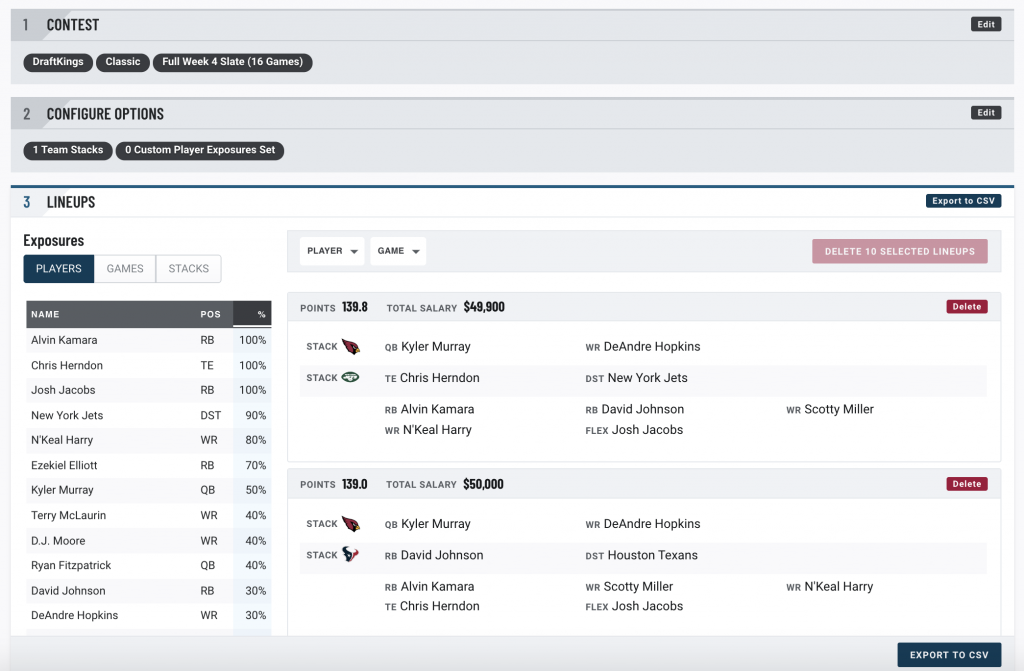 NFL DFS Lineup Builder for DraftKings & FanDuel