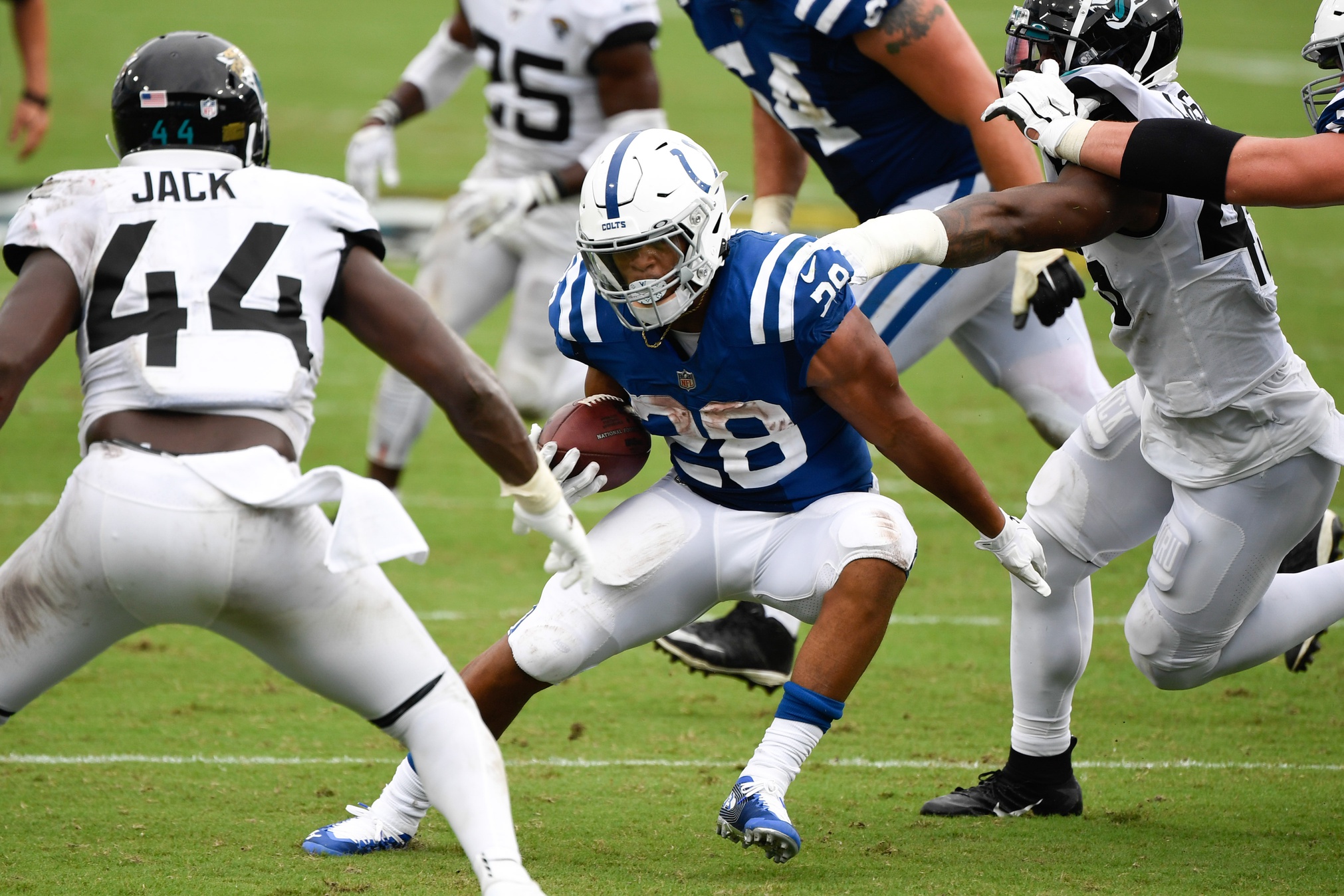 Jonathan Taylor absent from Colts training camp due to injury rehab