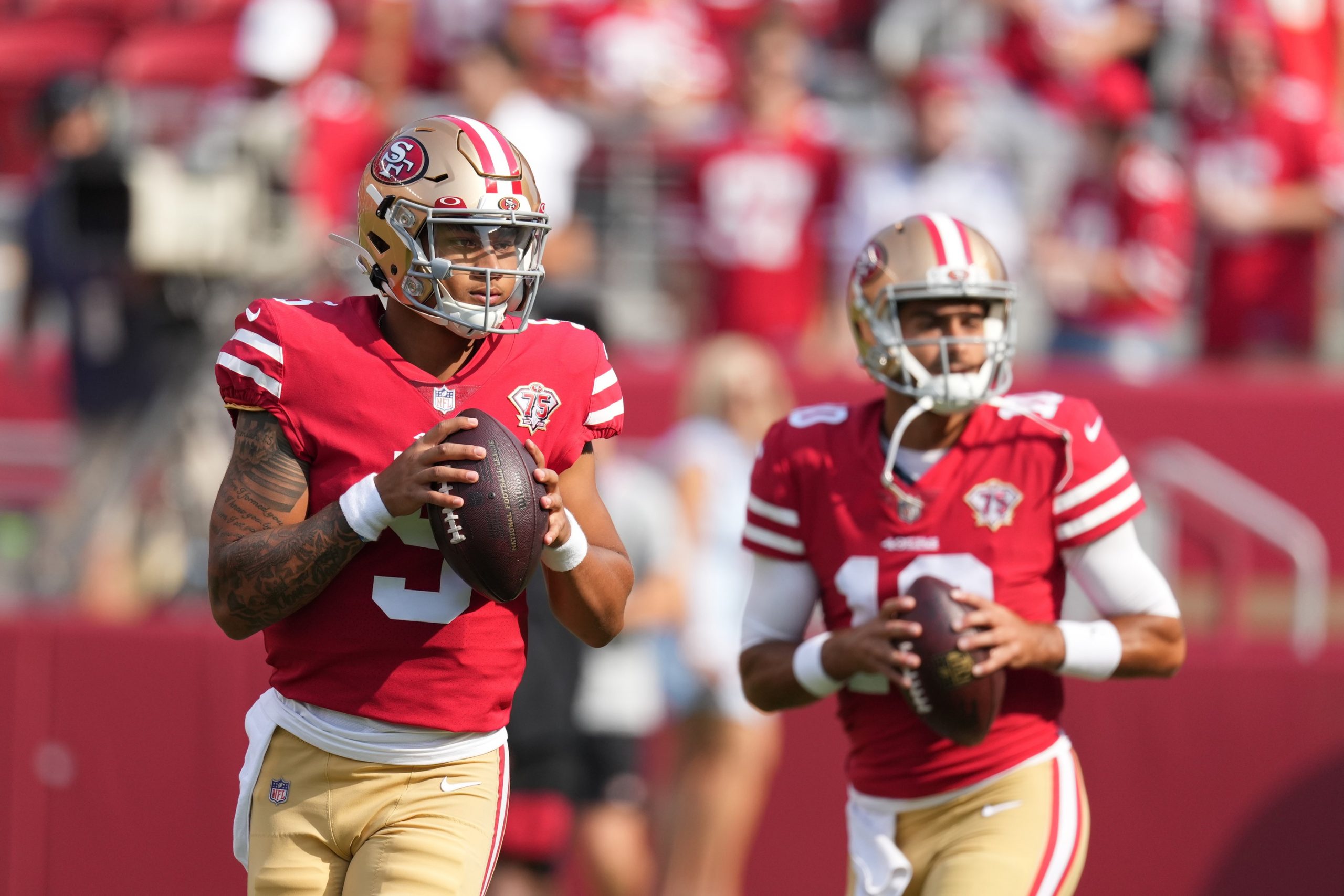 nfl-san-francisco-49ers-quarterback-competition-could-heat-up-qb-jimmy-garoppolo-trey-lance-2021