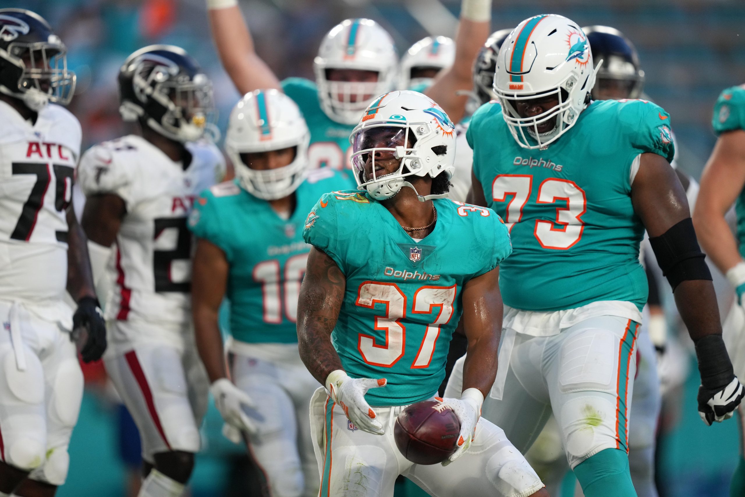 Miami Gardens, Florida, USA. 3rd Nov, 2019. Miami Dolphins quarterback Ryan  Fitzpatrick (14) in action during an NFL football game at the Hard Rock  Stadium in Miami Gardens, Florida. Credit: Mario Houben/ZUMA