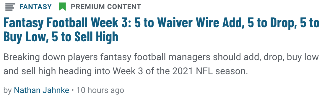 NFL Week 3 Fantasy Football Rankings, Fantasy Football News, Rankings and  Projections