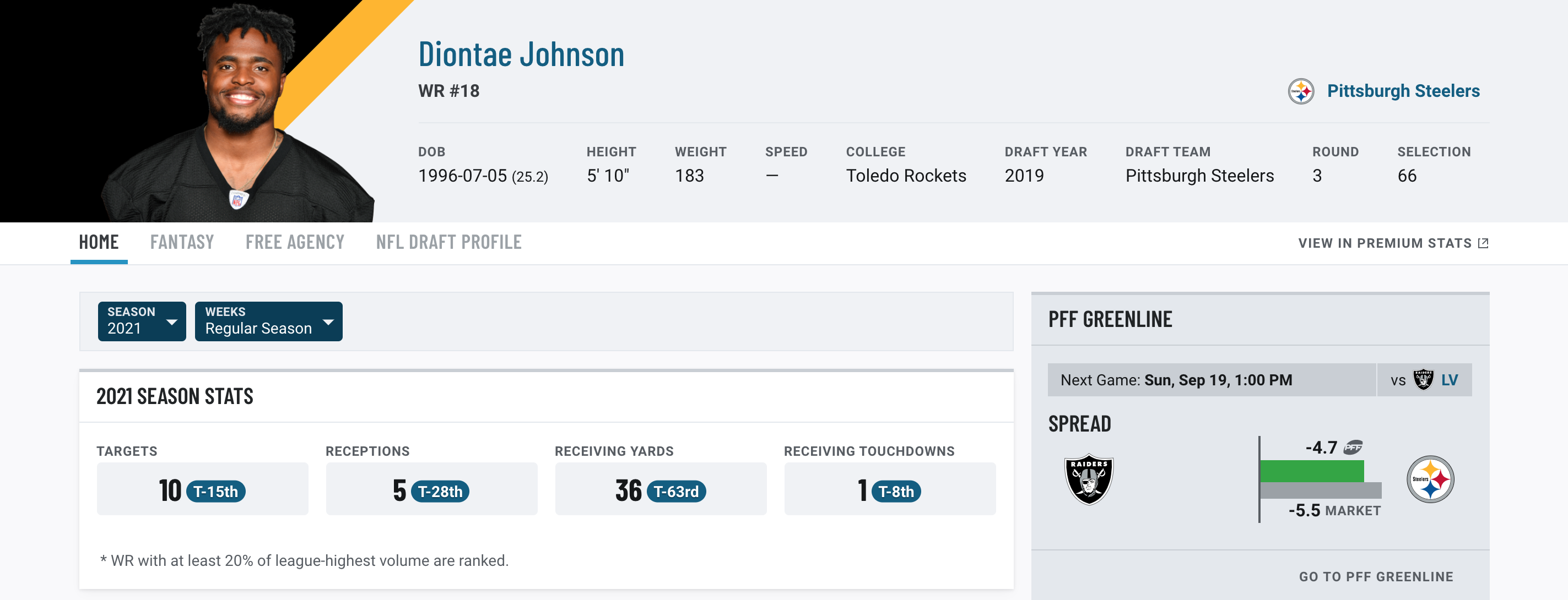 Diontae Johnson: Stats, Injury News & Fantasy Projections