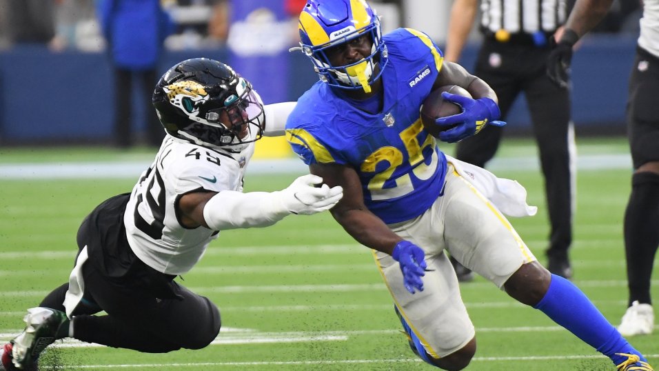 Jacksonville Jaguars linebacker Chapelle Russell (49) runs during