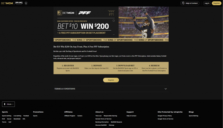 Bet $10 with BetMGM to receive $200 in free bets plus a FREE PFF+ ...