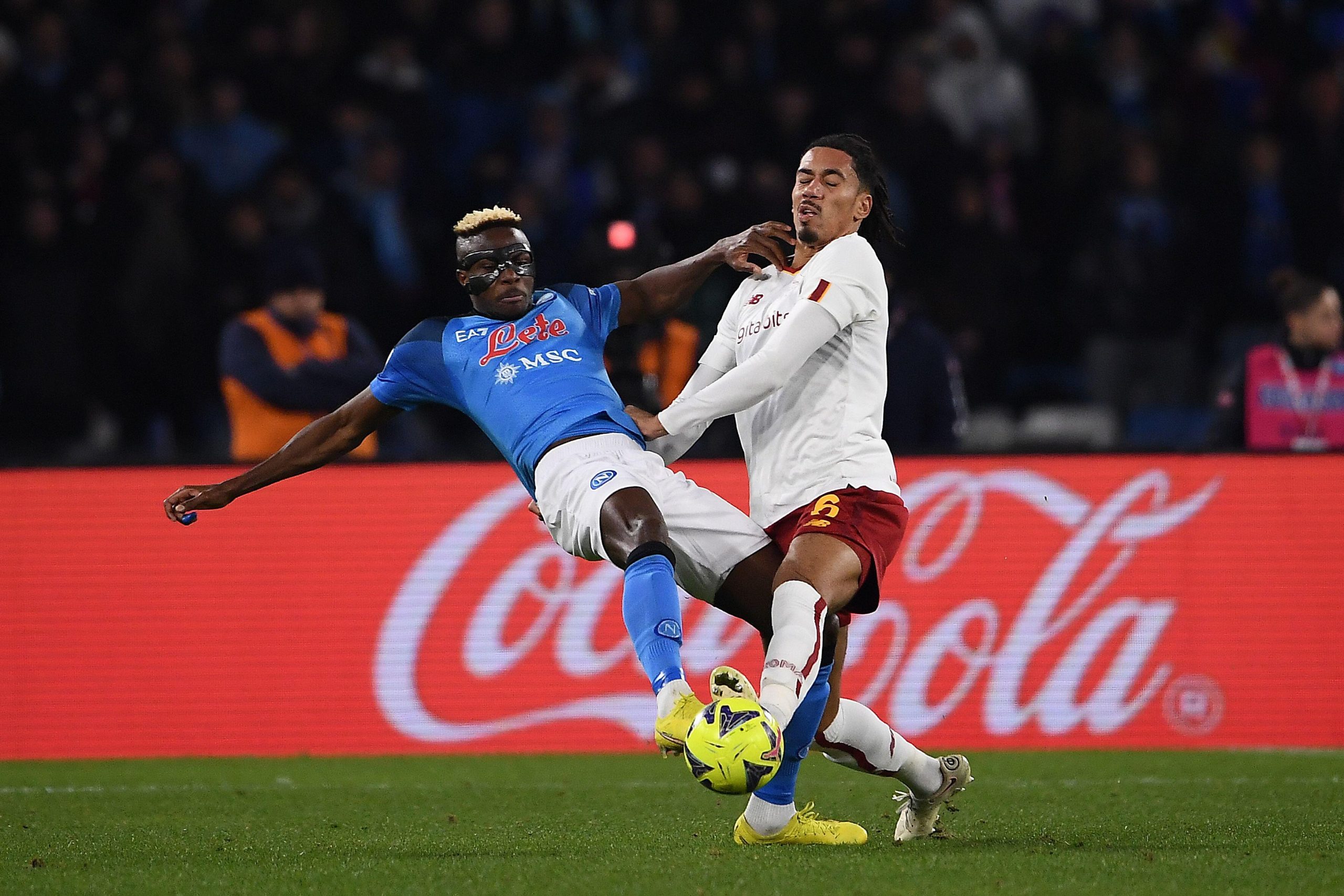 AS Roma defender Chris Smalling and Napoli forward Victor Osimhen