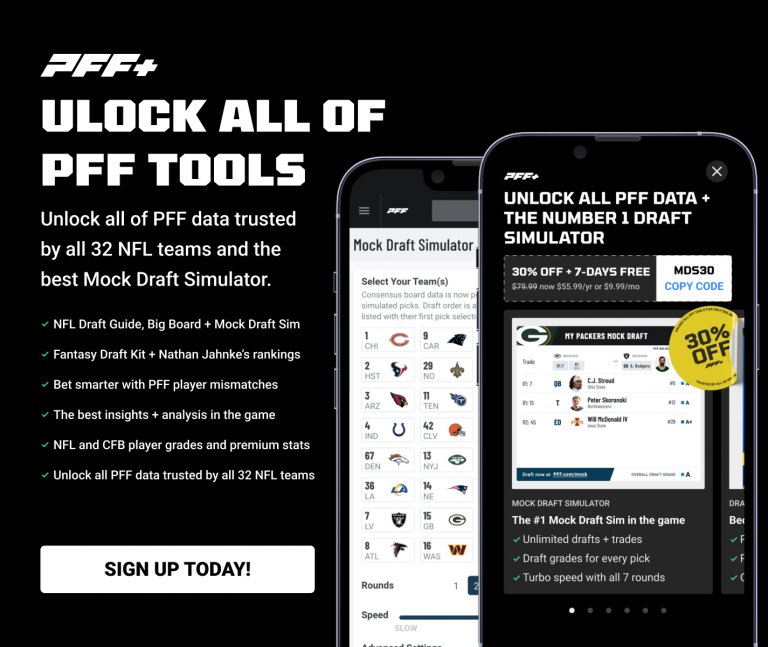 The PFF mock draft simulator — trade players, picks and mock all seven