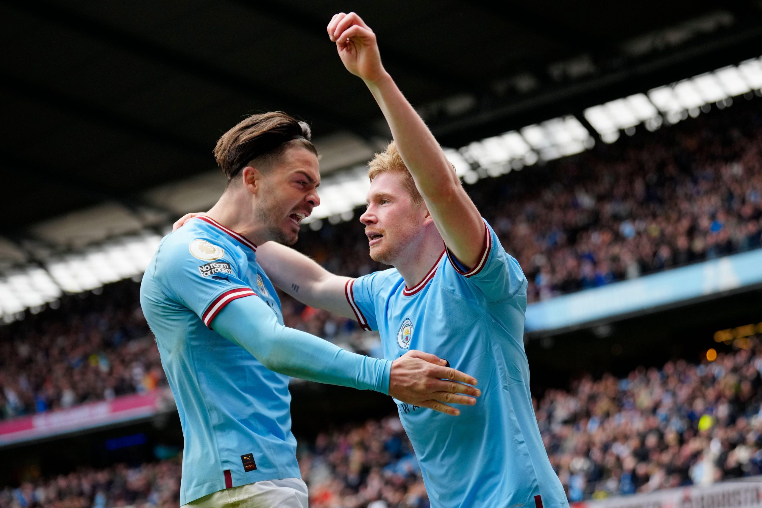 Manchester City midfielders Jack Grealish and Kevin De Bruyne