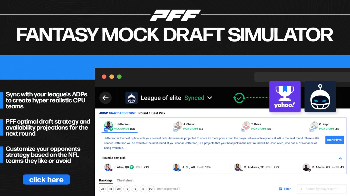 PFF's Fantasy Mock Draft Simulator is LIVE — sync your fantasy league