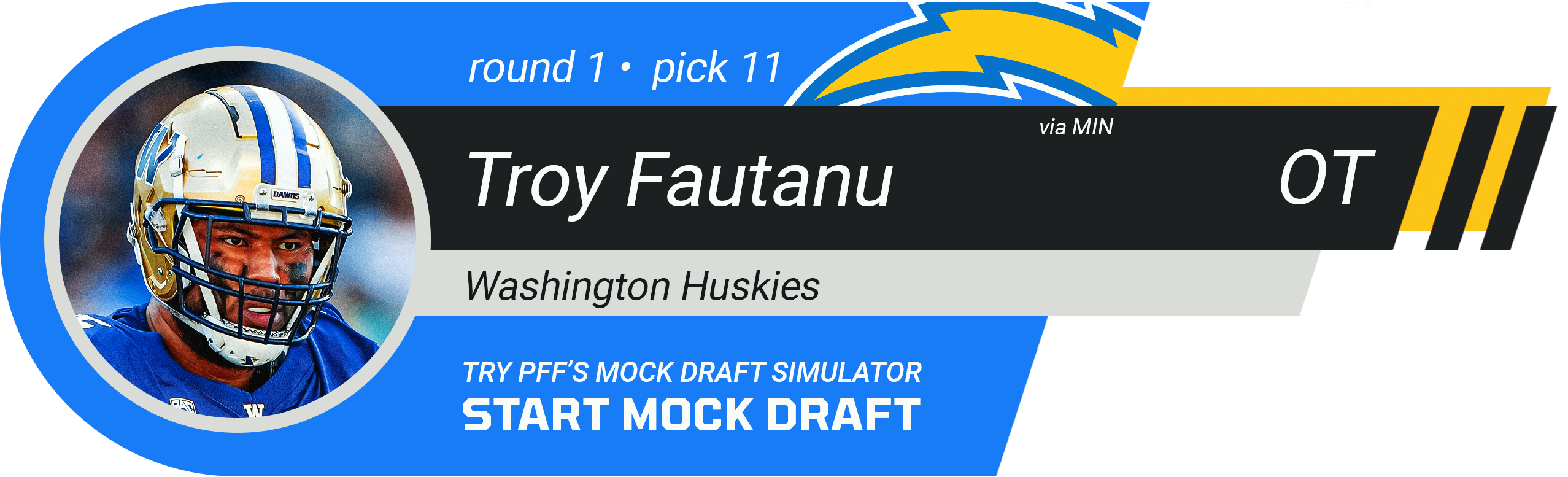 11. Los Angeles Chargers: T Troy Fautanu