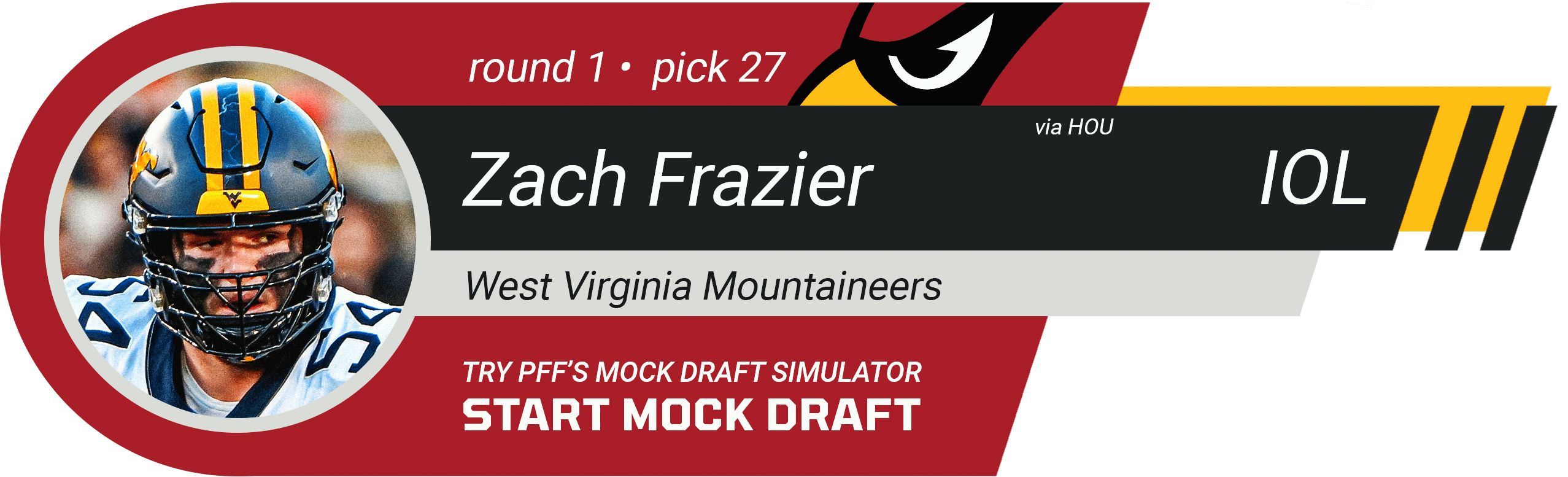 Arizona Cardinals (from Texans): Zach Frazier, C, West Virginia