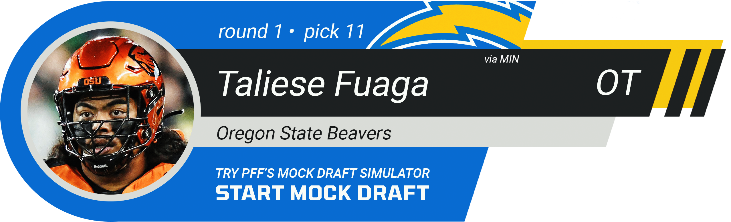 11. Los Angeles Chargers: T Taliese Fuaga, Oregon State