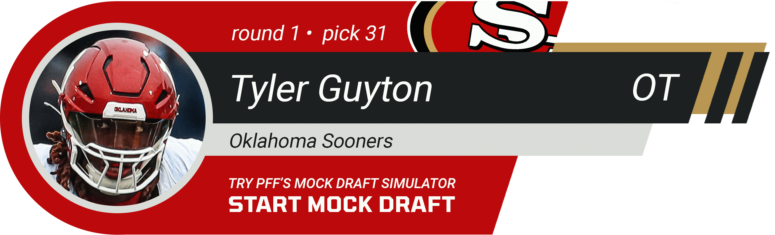 31. San Francisco 49ers: T Tyler Guyton, Oklahoma